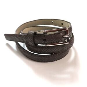 Gray women's Faux Leather Snake Thin Belt silver Buckle size XS